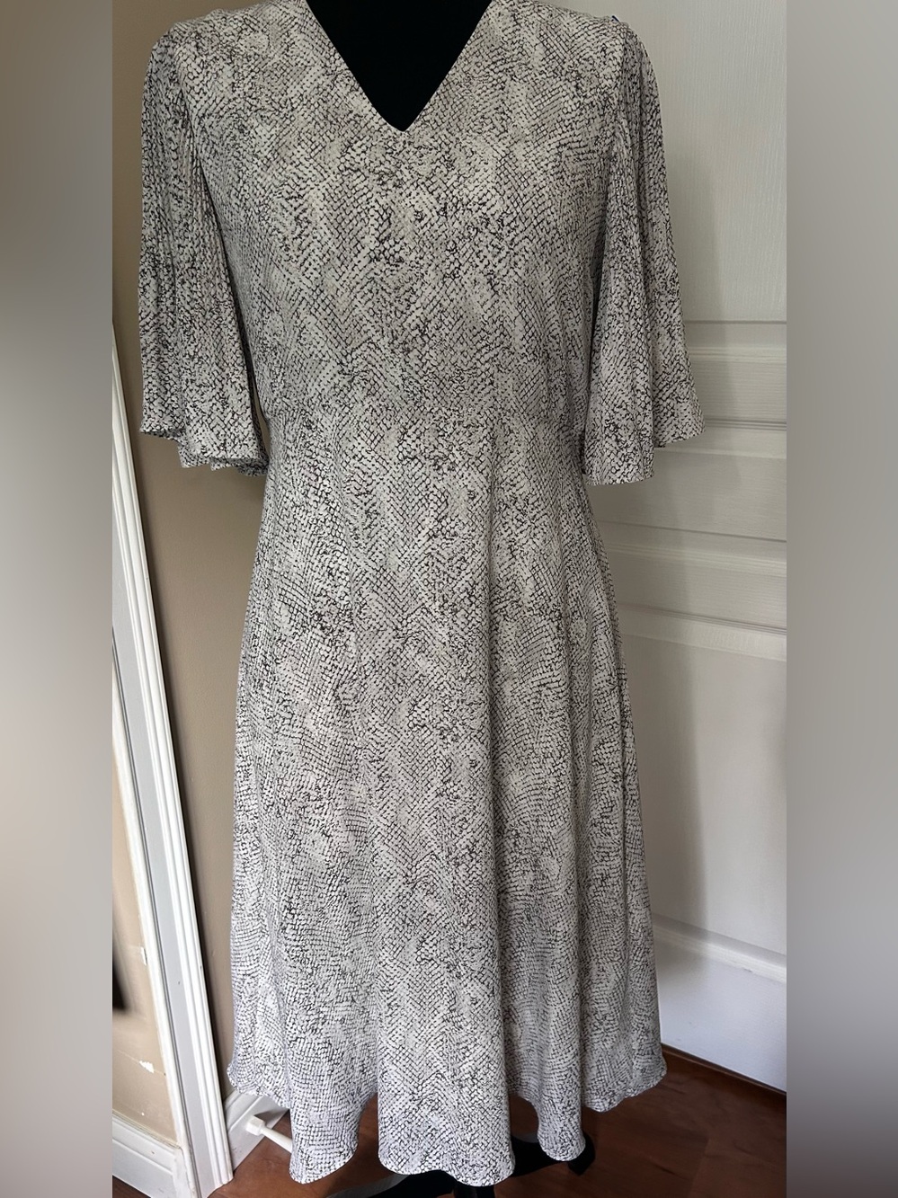 Ann Taylor Neutral Snake-Print Midi Dress